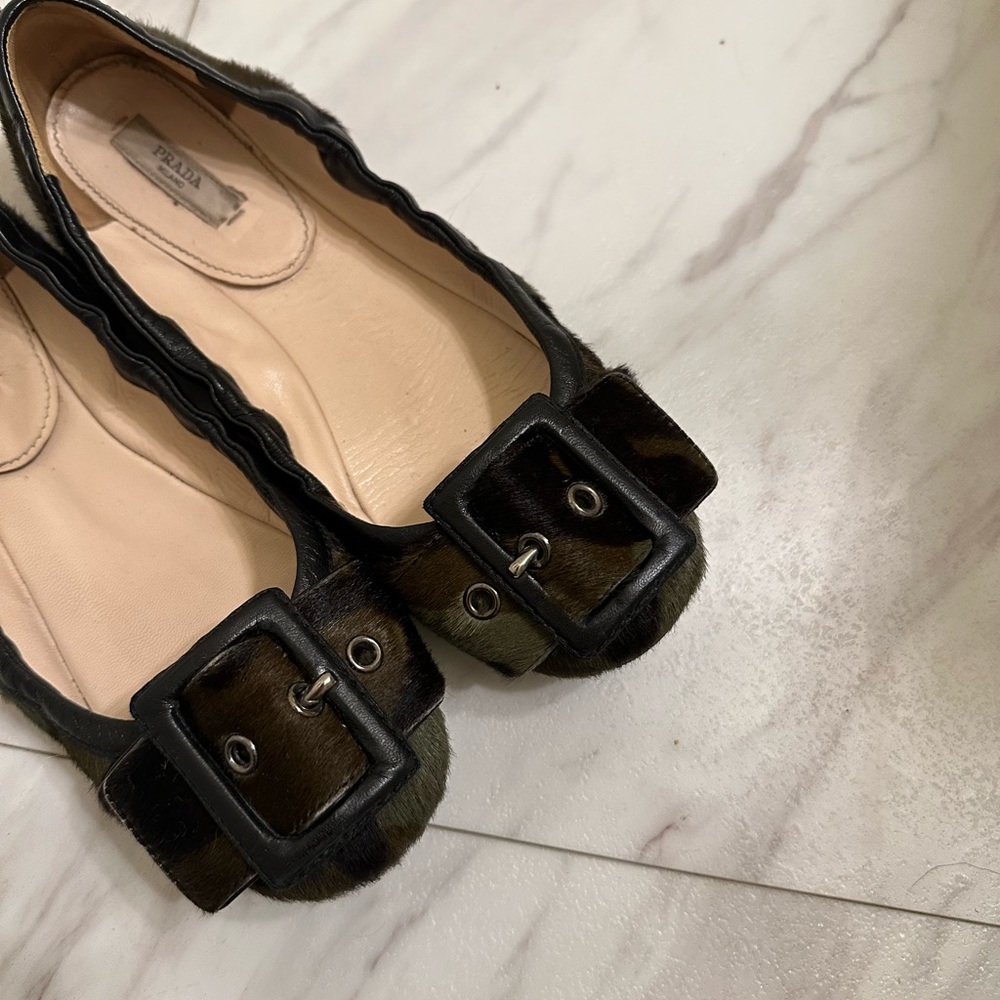 PRADA ponyhair camo printed ballet flats